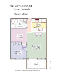 Floor Plan  1 Bed 1 Bath + Den