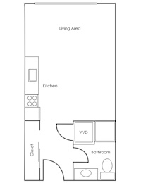 Studio Floor Plan at Sloan's Place Apartments, Colorado