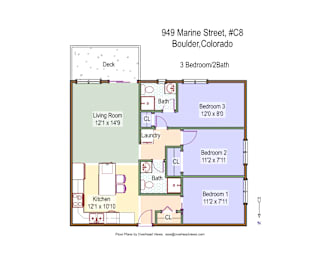 Floor Plan  2 Bed 2 Bath + Den