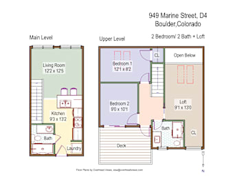 Floor Plan  2 Bed 2 Bath + Loft