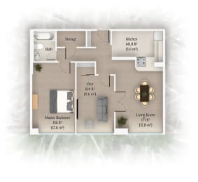 Floor Plan  1 Bedroom + Den