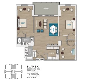 Floor Plan  2bdrm+den