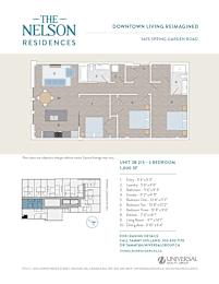 A floor plan for a 3 bedroom unit at The Nelson Residences.