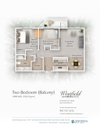 A floor plan for a two bedroom apartment with a balcony.