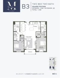 a typical floor plan of a two bed two bath condo