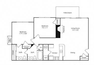  Floor Plan B1 - 858 sq. ft.