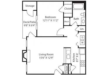  Floor Plan A1AR - 715 sq. ft.