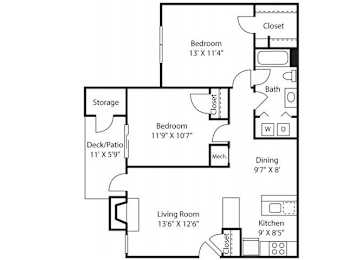  Floor Plan B1R - 950 sq. ft.