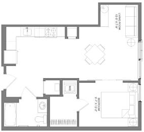 Floor Plan  A floor plan of a house with labeled rooms and dimensions.