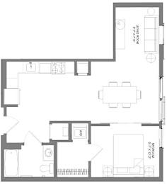 Floor Plan  A floor plan of a house with labeled rooms and dimensions.