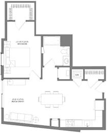 Floor Plan  A floor plan of a house with labeled rooms.