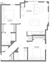 Floor Plan  A black and white image of a floor plan for a building.