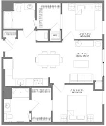Floor Plan  A floor plan of a house with labeled rooms such as "Dining Room" and "Kitchen".