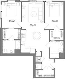 Floor Plan  A floor plan of a house with labeled rooms.