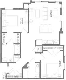 Floor Plan  A black and white image of a floor plan for a building.