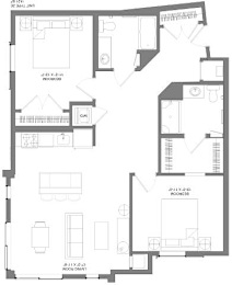 Floor Plan  A floor plan of a house with labeled rooms.