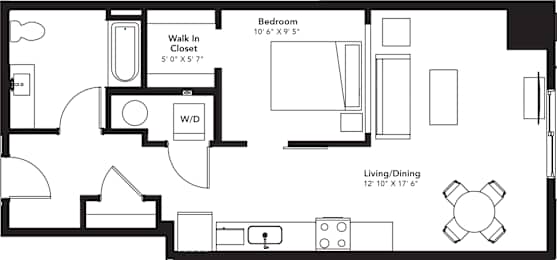 Floor Plan  a floor plan of a room with a bedroom and a living room