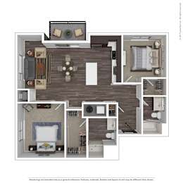 A floor plan of a house with a kitchen, living room, dining room, and bedrooms.