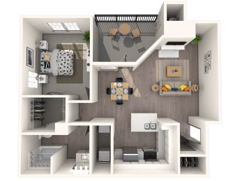 a floor plan of a 1 bedroom apartment
