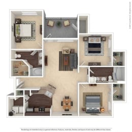 C1 3 Bed 2 Bath floor plan
