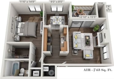 A1R-One Bedroom One Bath floorplan