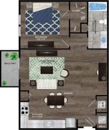 Luxury Apartments for Rent in Riverview, FL – Sole at Brandon – a 1 Bedroom A2, 1 bath floor plan