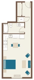 Floorplan-Studio with large kitchen-Studio A2