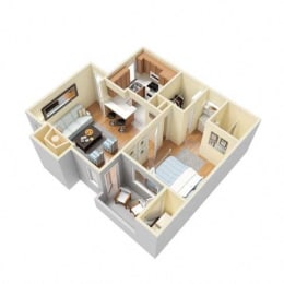 A2 1 Bed 1 Bath floor plan