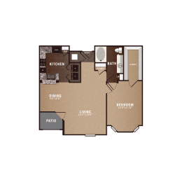Floor Plan  A3, 1 Bedroom 1 Bath, 822 sq. ft.