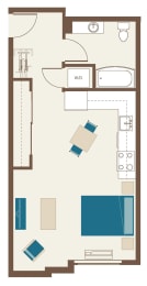 Floorplan-The Cordelia Studio with bike racks-Studio A3