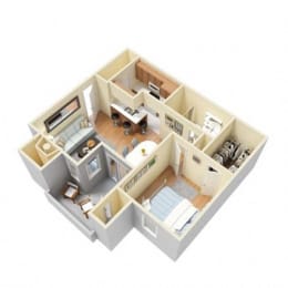 A3 1 Bed 1 Bath floor plan