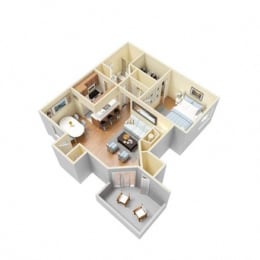 A4 1 Bed 1 Bath floor plan