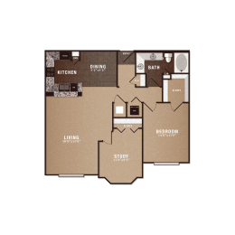 Floor Plan  A5 1x1 w/study