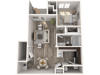 a1 floor plan  1 bedroom with 2 baths  129