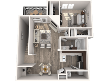 a1 floor plan  1 bedroom with 2 baths  129