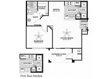 A1-Echo, 1 BED / 1 BATH, 715 SQ.FT floor plan