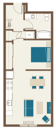 Floorplan-Loft with two closets-One Bedroom Loft B1