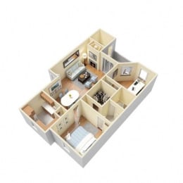 B1 2 Bed 1 Bath floor plan