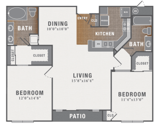 B2, 2 br, 2 ba, 1174 sq. ft.