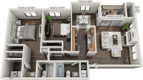 B2R-Two Bedroom Two Bath floorplan
