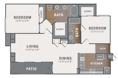 B3, 2 br, 2 ba, 1177 sq. ft.