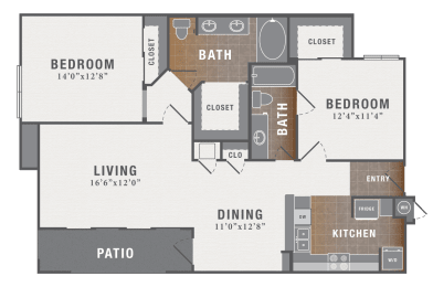 B4, 2 br, 2 ba, 1193 sq. ft.
