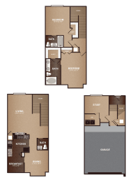 Floor Plan  B5 Townhome 2x2.5 w/study