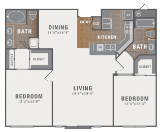 B5, 2 br, 2 ba, 1214 sq. ft.