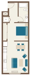 Floorplan-One Bedroom Loft B7-Loft with southern exposure