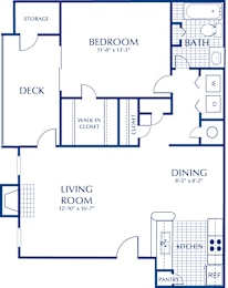 A blueprint of a house layout with labeled rooms and dimensions.