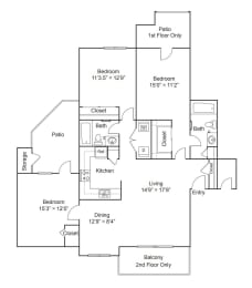 a floor plan of a house with bedrooms and a baths