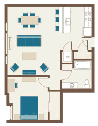 Floorplan-Large one bedroom with western exposure- One Bedroom C2