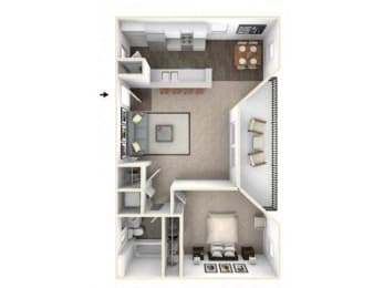 1 bed 1 bath floor plan A1
