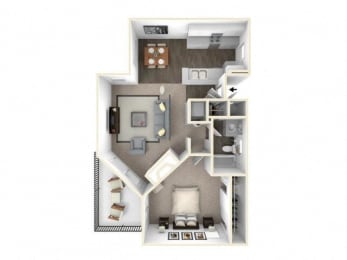 1 bed 1 bath floor plan A2 RENOVATED